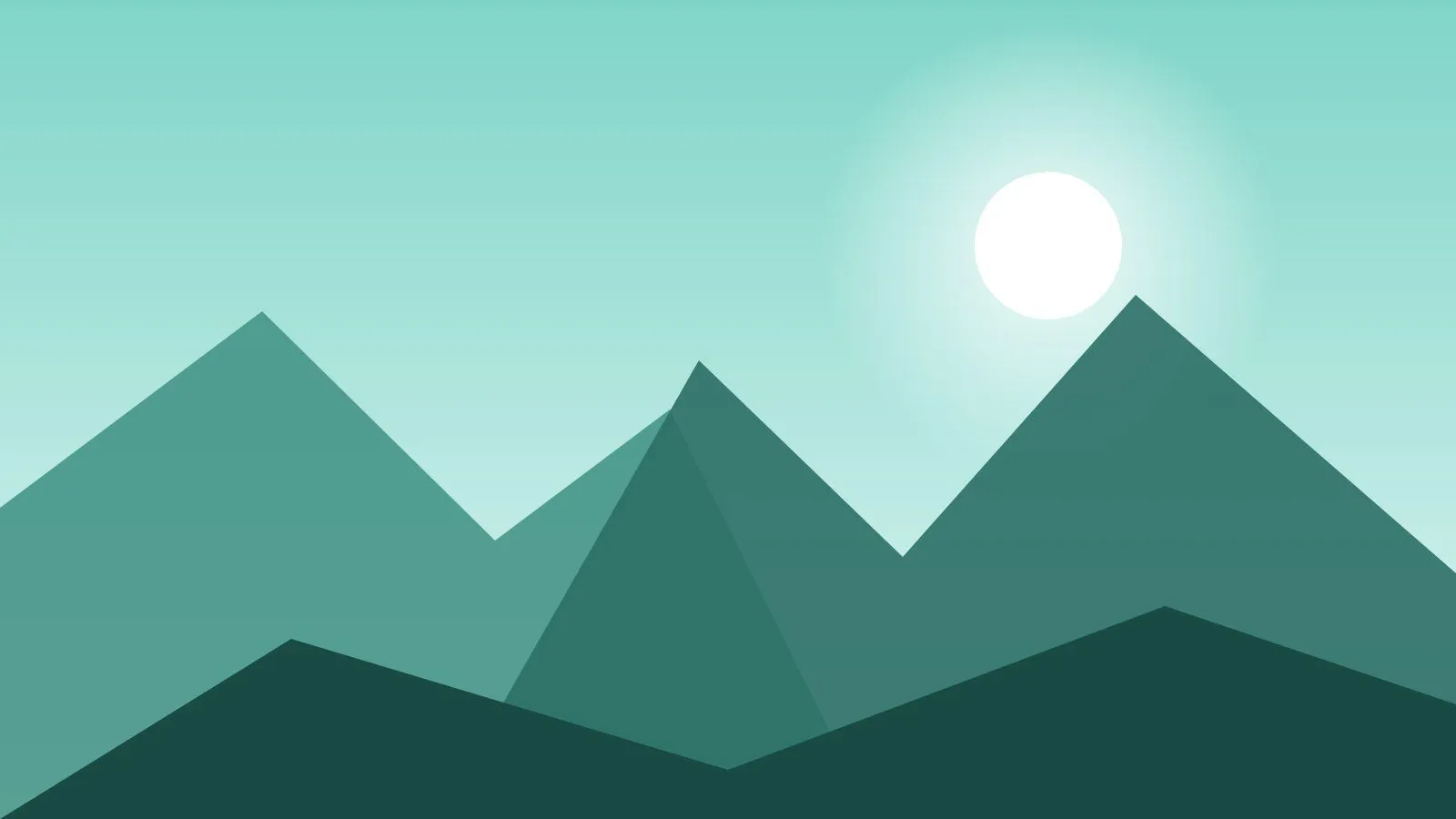Paisaje frío en tonos turquesa con horizonte nítido