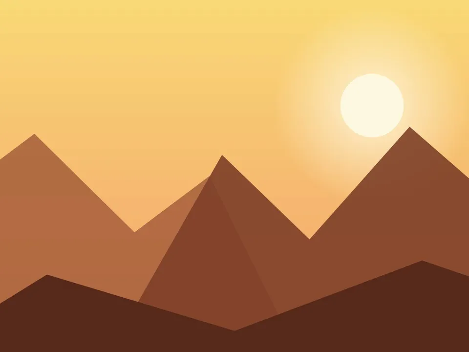 Atardecer anaranjado sobre las sierras, con el sol bajo en el horizonte